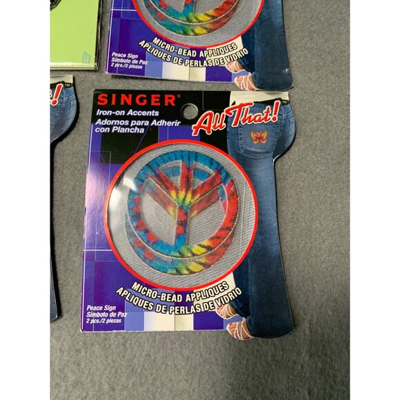 Vintage Iron-On Patch Lot - Appalachian Trail Peace Sign & Singer Beaded Appliqu - Picture 2 of 9
